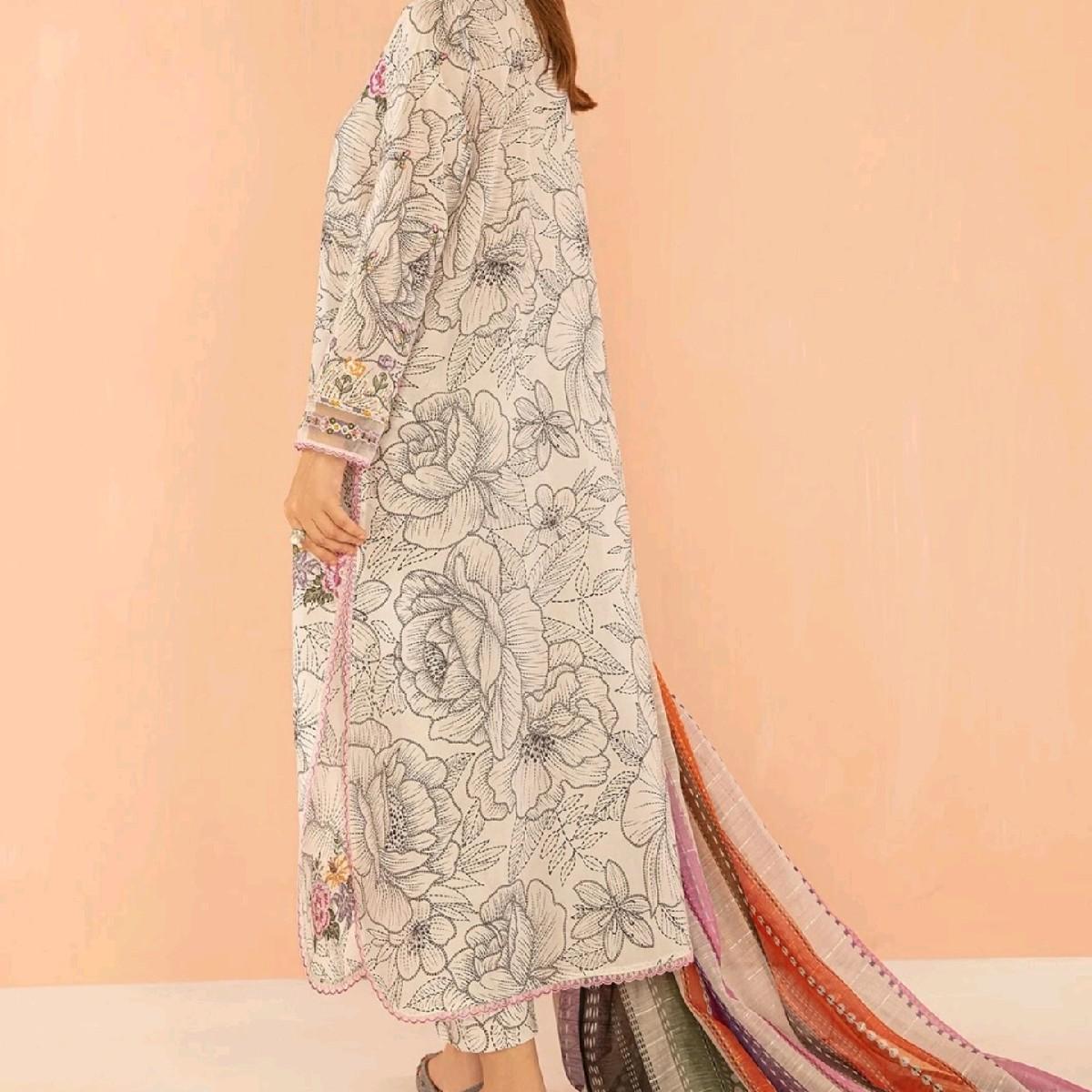 Barouque lawn embroidered Pakistani trouser  kameez dupatta traditional Clothing tailored stiched