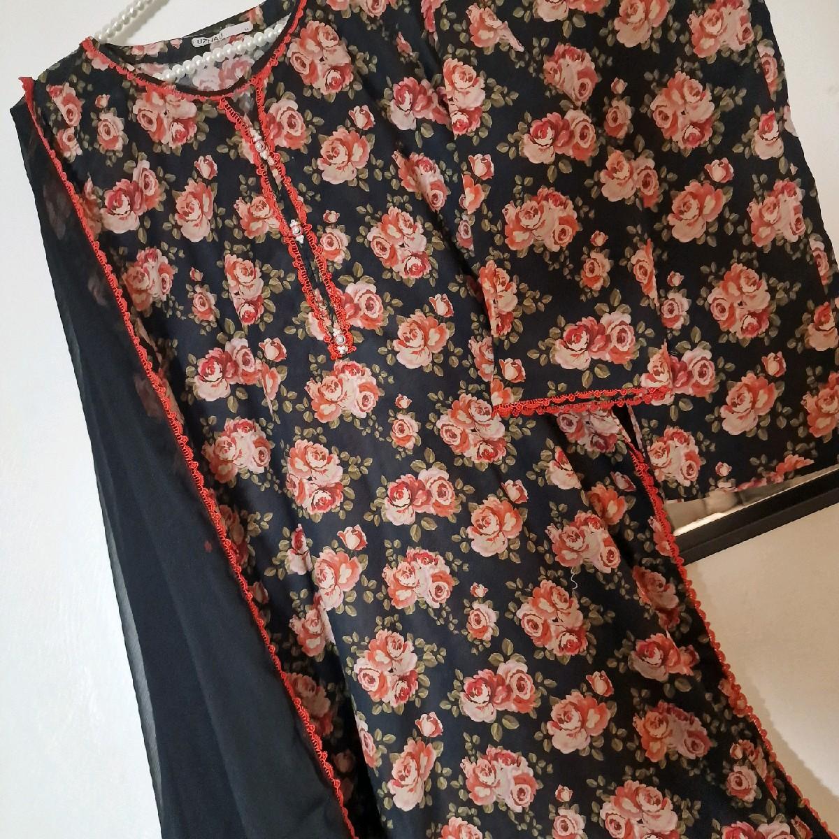 Uznau lawn printed summer outfit Pakistani trouser kameez dupatta traditional Clothing