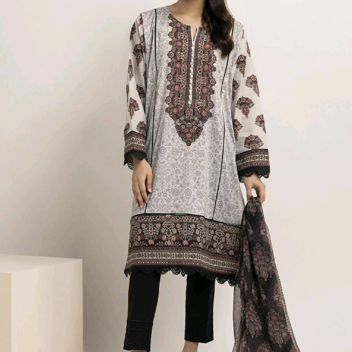 khaadi summer lawn tailored stiched Pakistani trouser kameez dupatta  Traditional Clothing