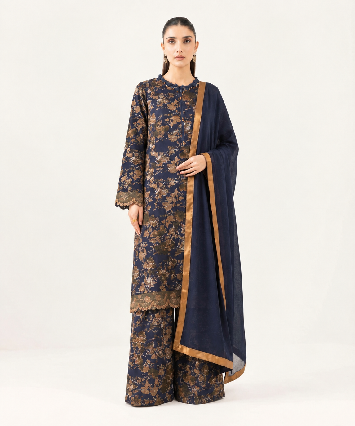 Uznau Linen Three Piece Suit UZ-LNN-BLK053