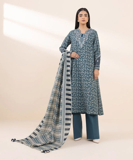 Sapphire Embroidered Khaddar Three Piece Suit SP-KHD-GR06
