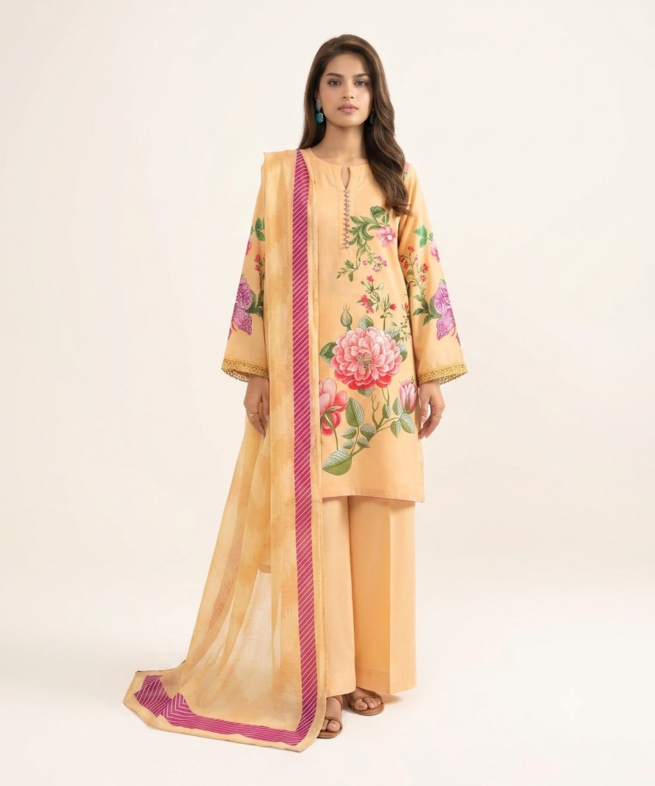 Uznau Embroidered Lawn Three Piece Suit UZ-LWN-YL08