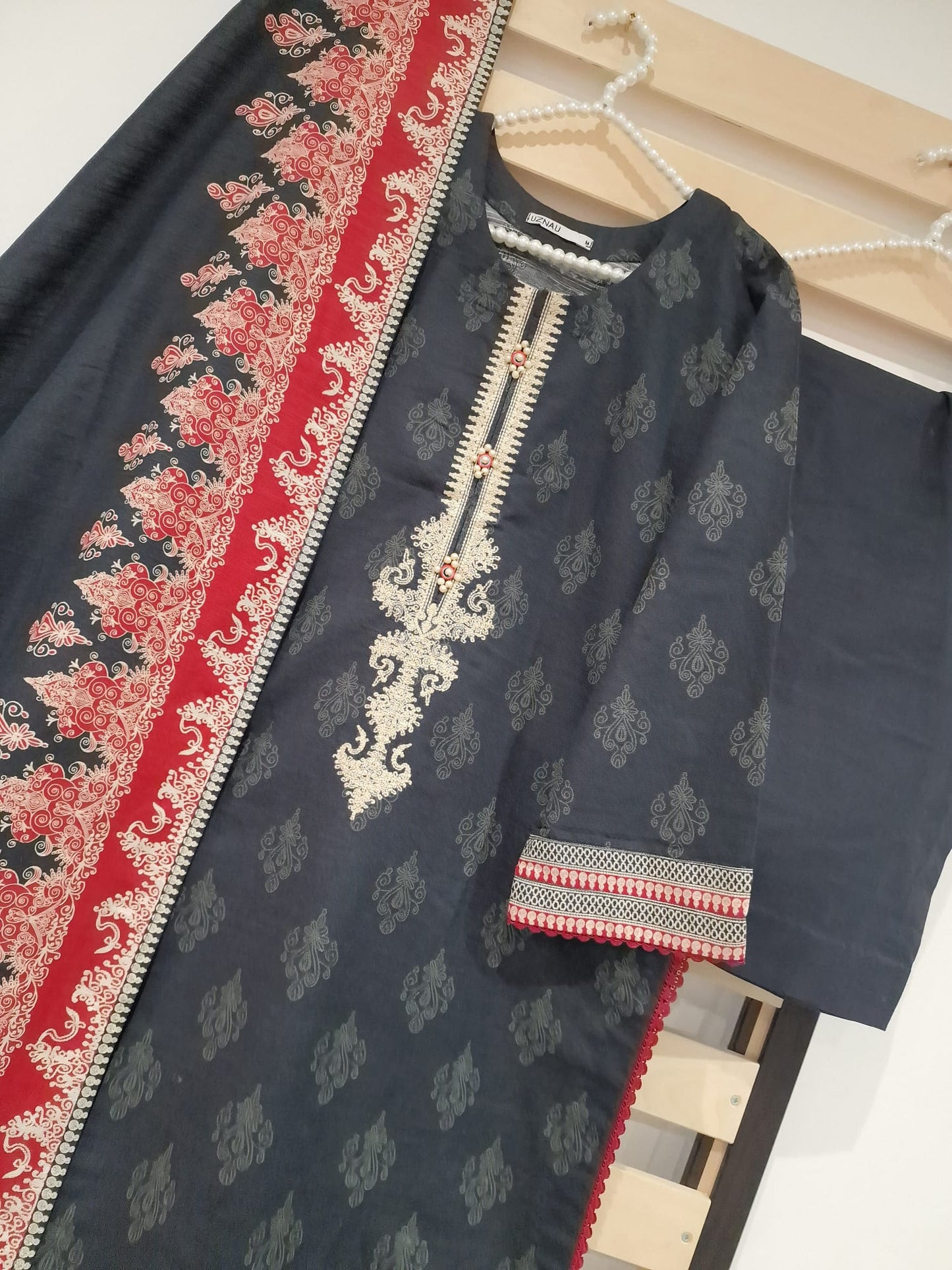 Khaadi Embroided Khaddar Three Piece Suit KH-KHD-BLK01