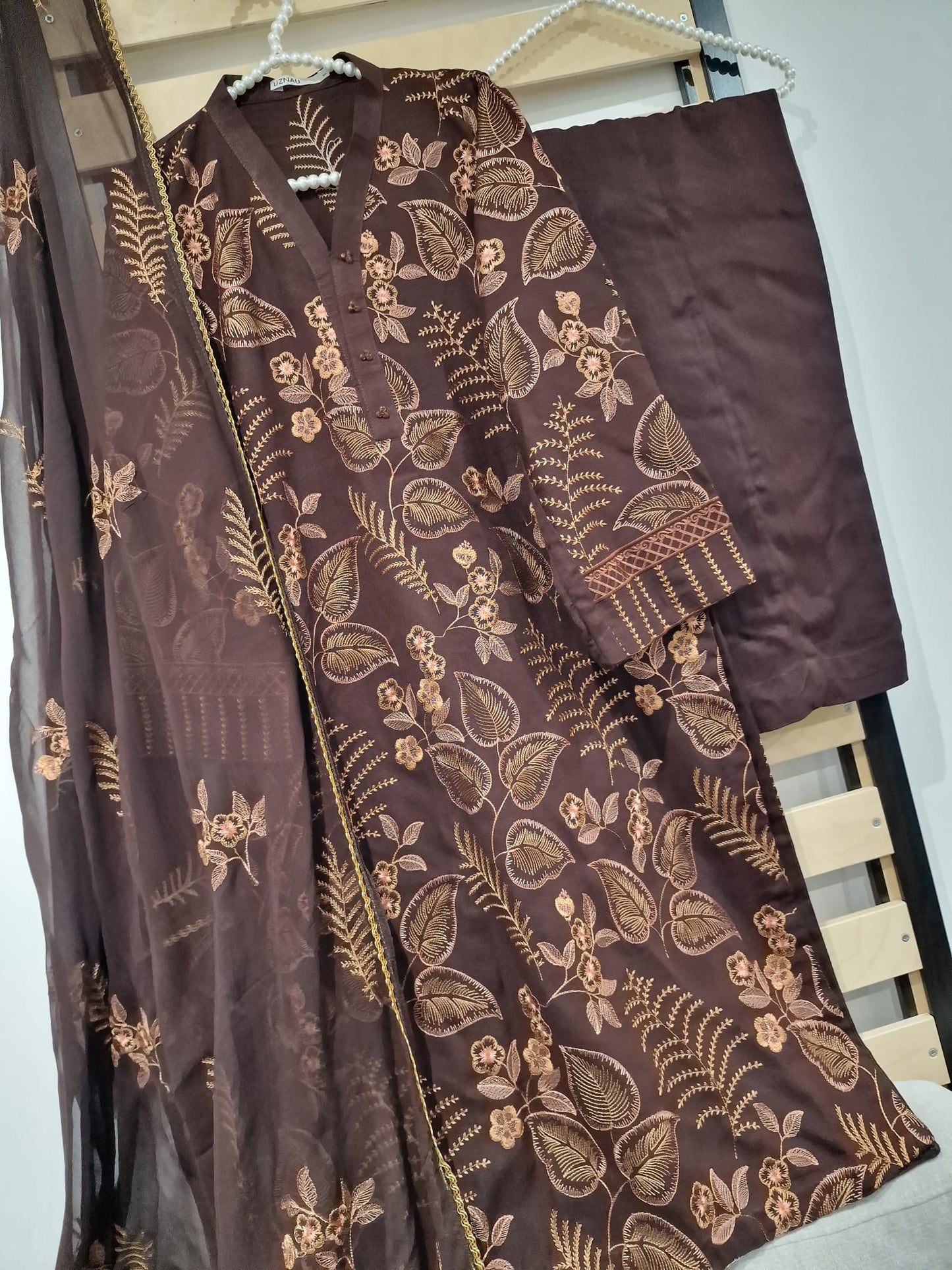 Uznau Embroided Warm Karandi Three Piece Suit UZ-KR-EMBBR01