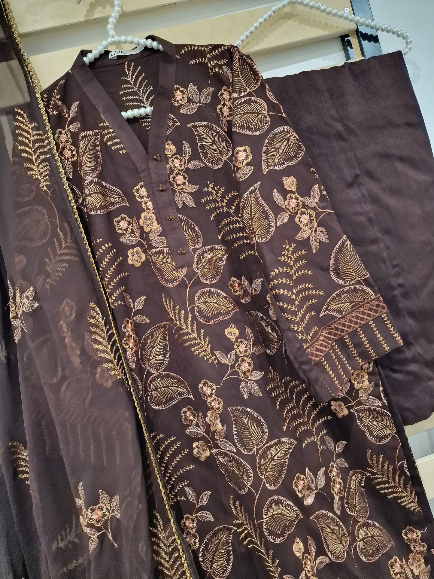 Uznau Embroided Warm Karandi Three Piece Suit UZ-KR-EMBBR01