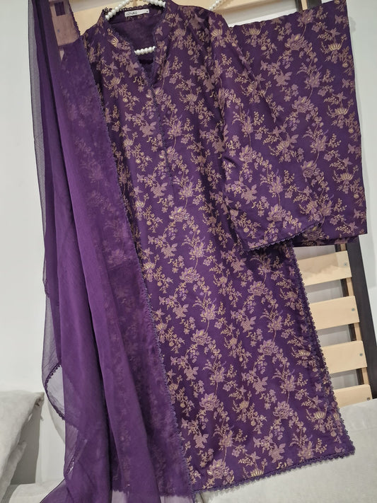Uznau Pashmina Wool Three Piece Suit UZ-DH-PRP01