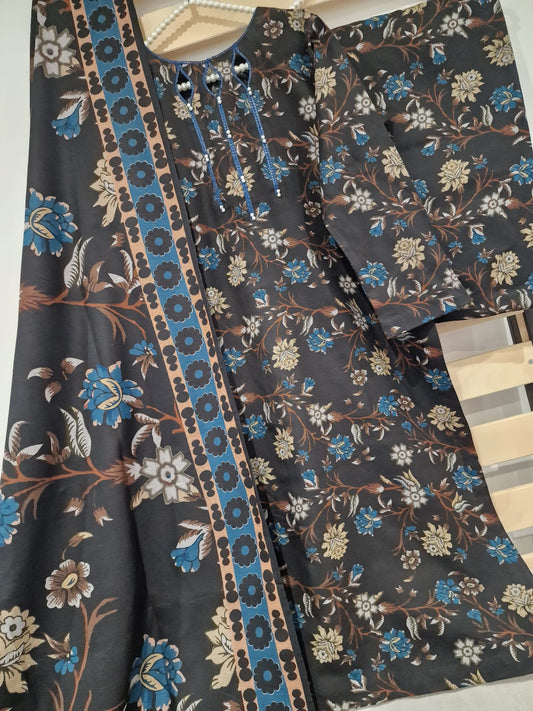 Uznau Dhanak Wool Three Piece Suit UZ-DH-BLK05