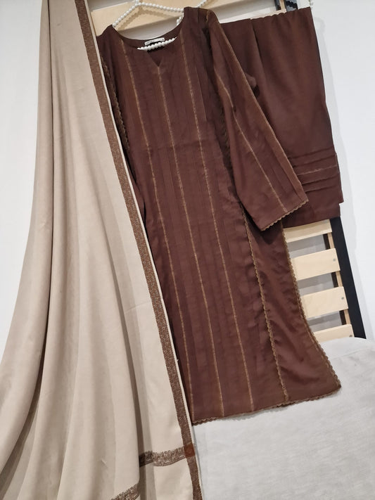 Uznau Matina Wool Three Piece Suit With Shawl UZ-WL-BR01