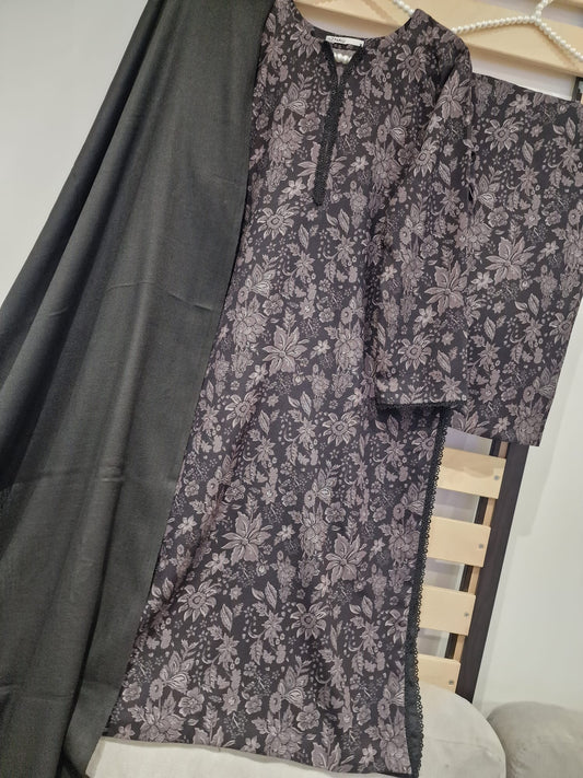 Uznau Dhanak Three Piece Suit UZ-DH-BLK08