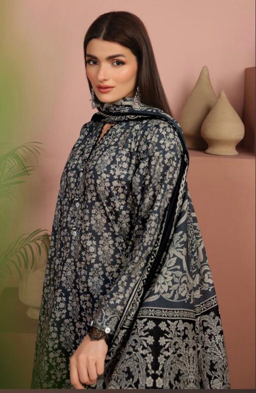 Khaadi Lawn Three Piece Suit KH-LWN-BLK01