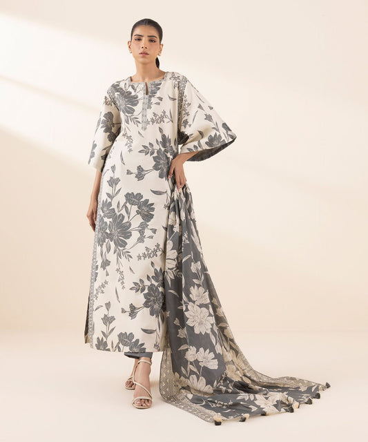 Sapphire Lawn Three Piece Suit SP-LWN-GRY02