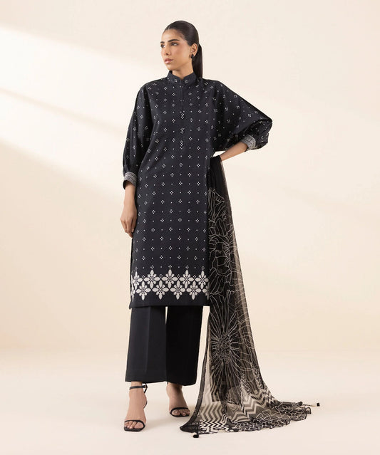 Sapphire Lawn Three Piece Suit SP-LWN-BLK019