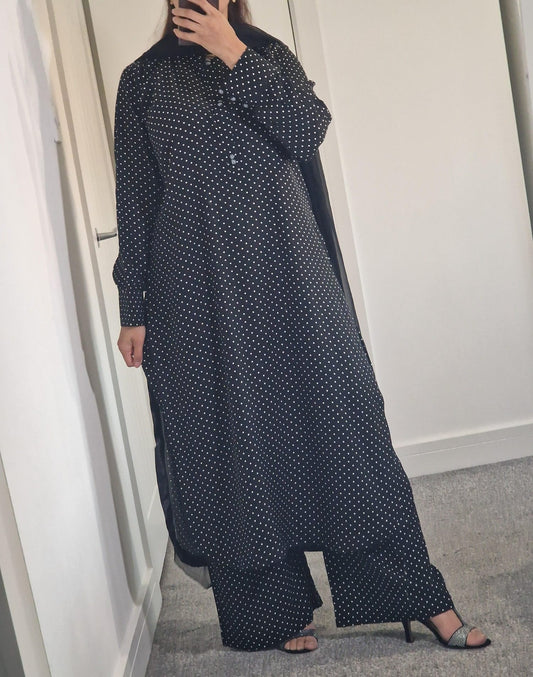 Uznau Linen Three Piece Suit UZ-LNN-BLK028
