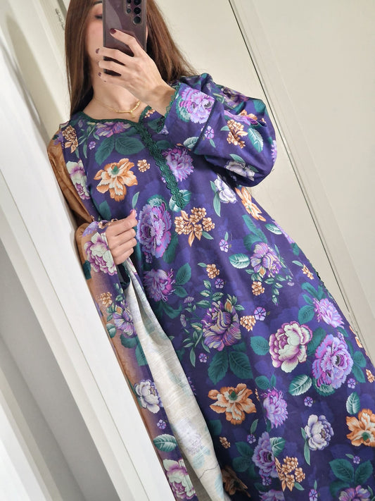 Uznau Khaddar Three Piece Suit UZ-KHD-PRP05