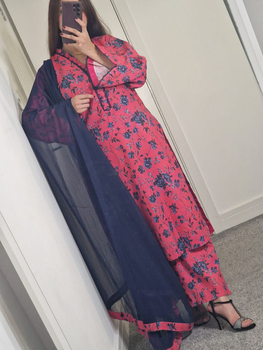 Uznau Khaddar Three Piece Suit UZ-KHD-PNK02