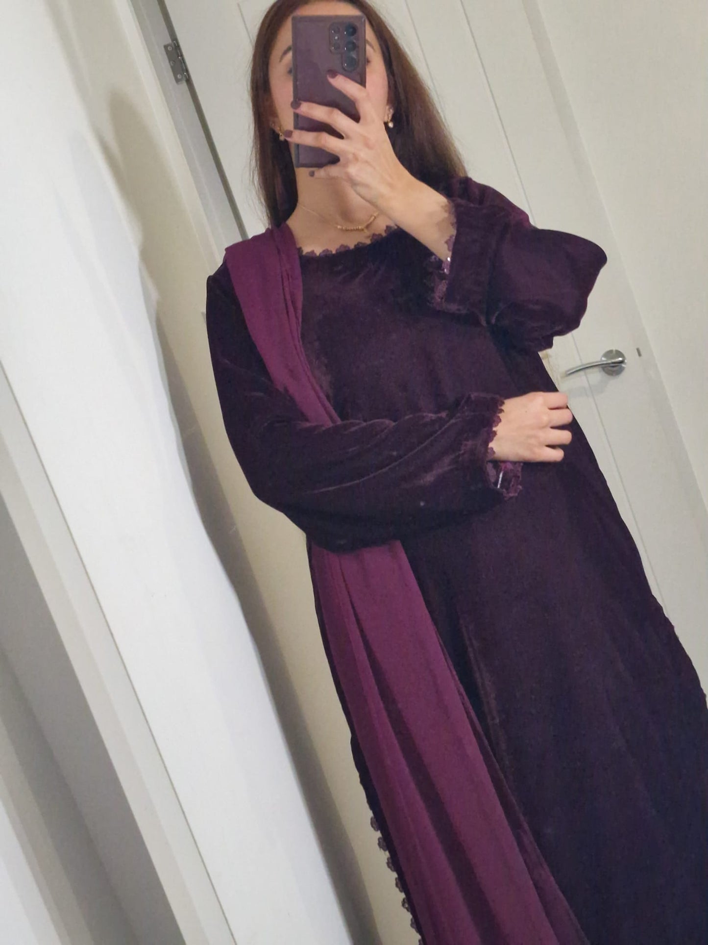 Uznau Plum Velvet Three Piece Suit UZ-VL-RD01