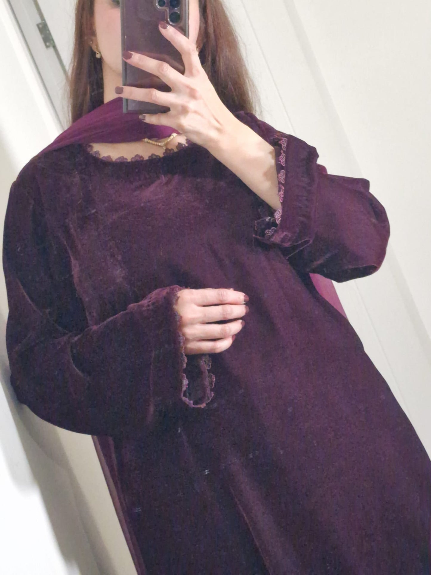 Uznau Plum Velvet Three Piece Suit UZ-VL-RD01