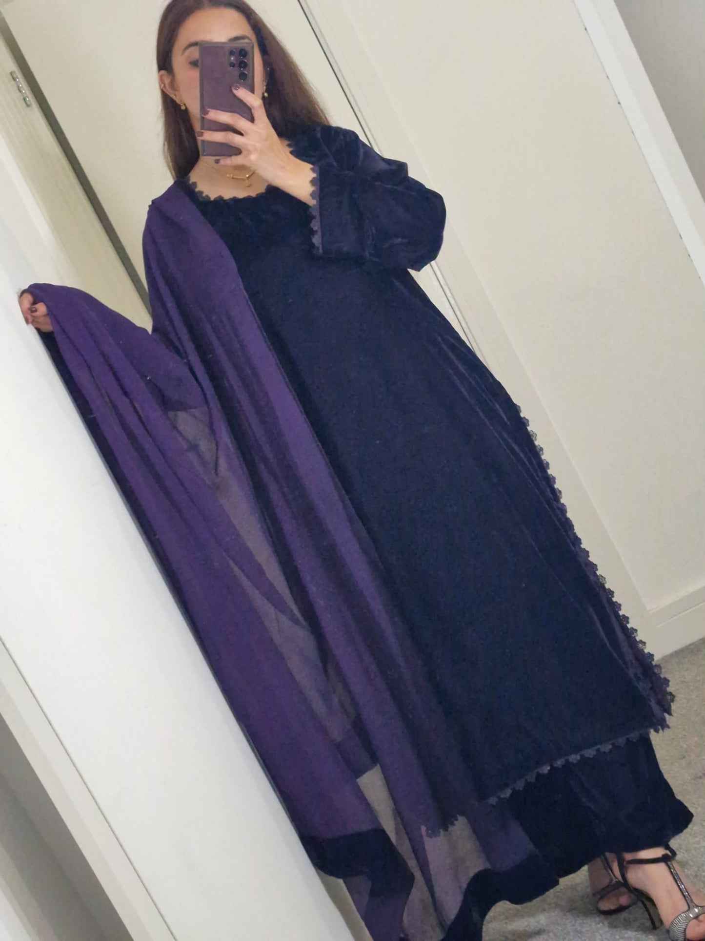 Uznau Purple Three Piece Velvet Suit UZ-VL-PRP01