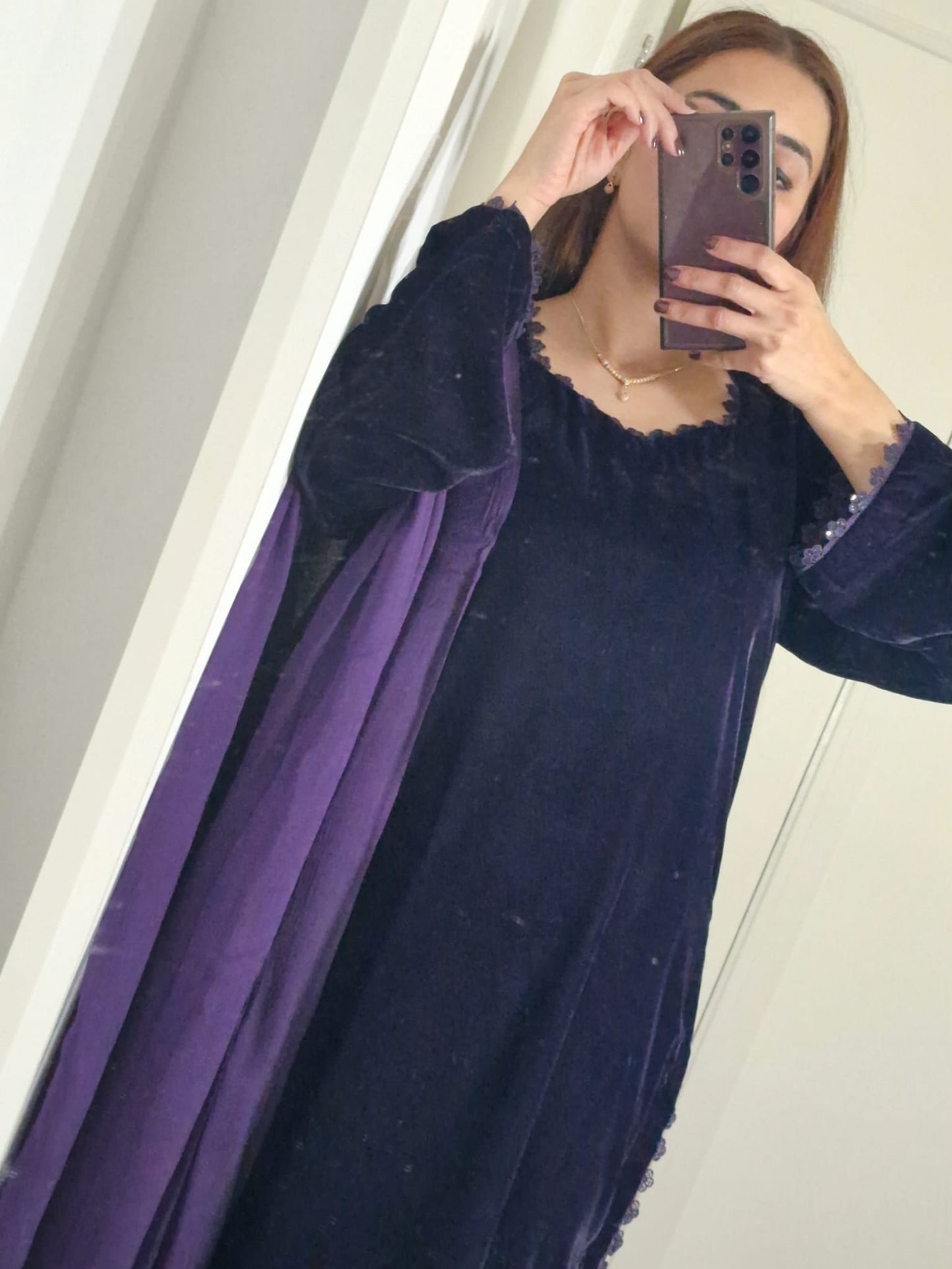 Uznau Purple Three Piece Velvet Suit UZ-VL-PRP01