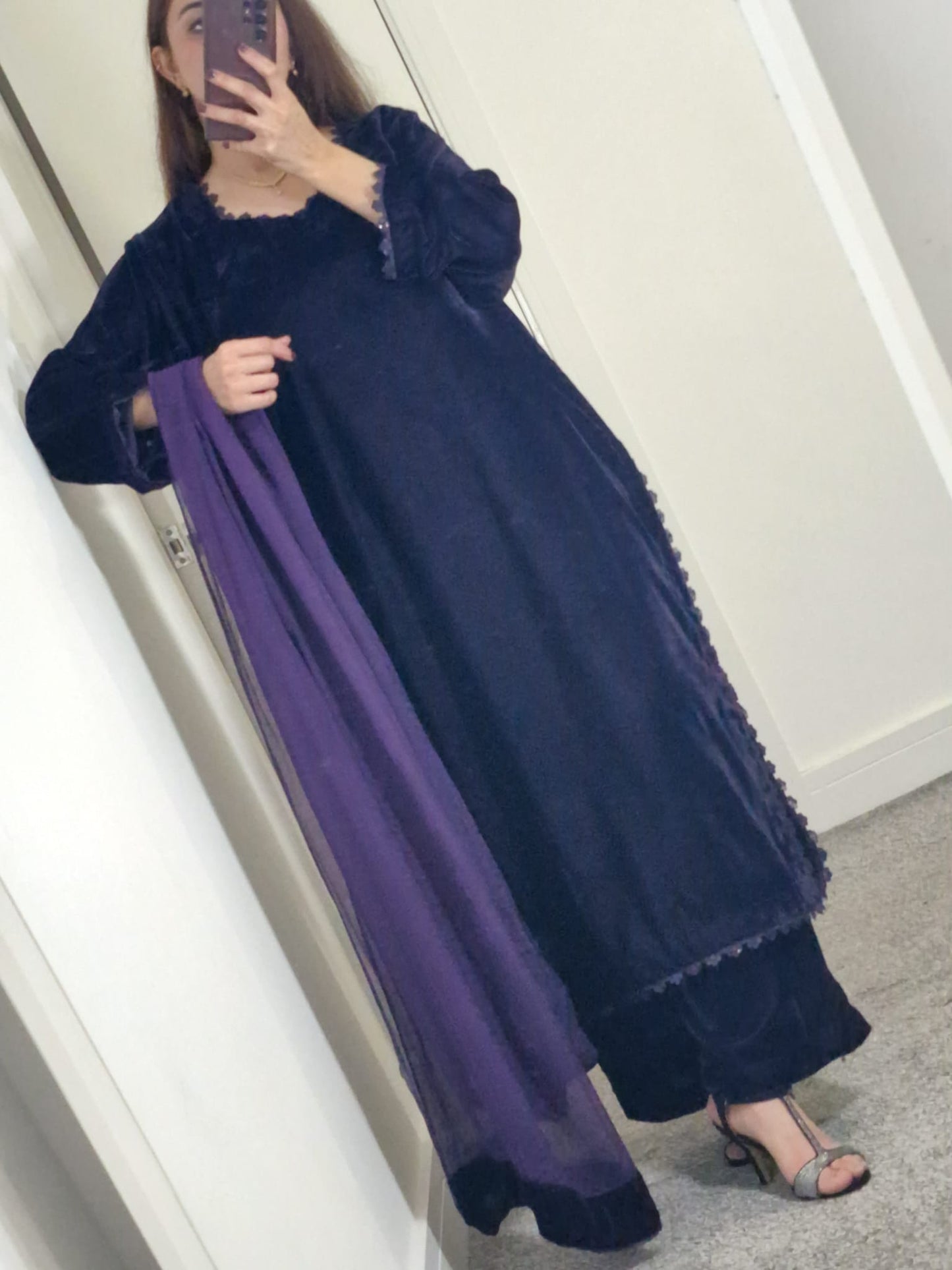 Uznau Purple Three Piece Velvet Suit UZ-VL-PRP01