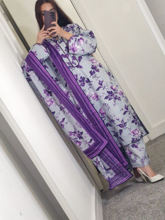 Uznau Khaddar Three Piece Suit UZ-KHD-PRP07