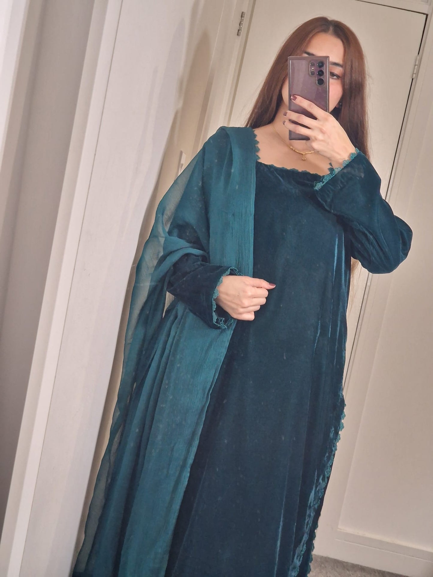 Uznau Teal Green Velvet Three Piece Suit UZ-VL-TL01