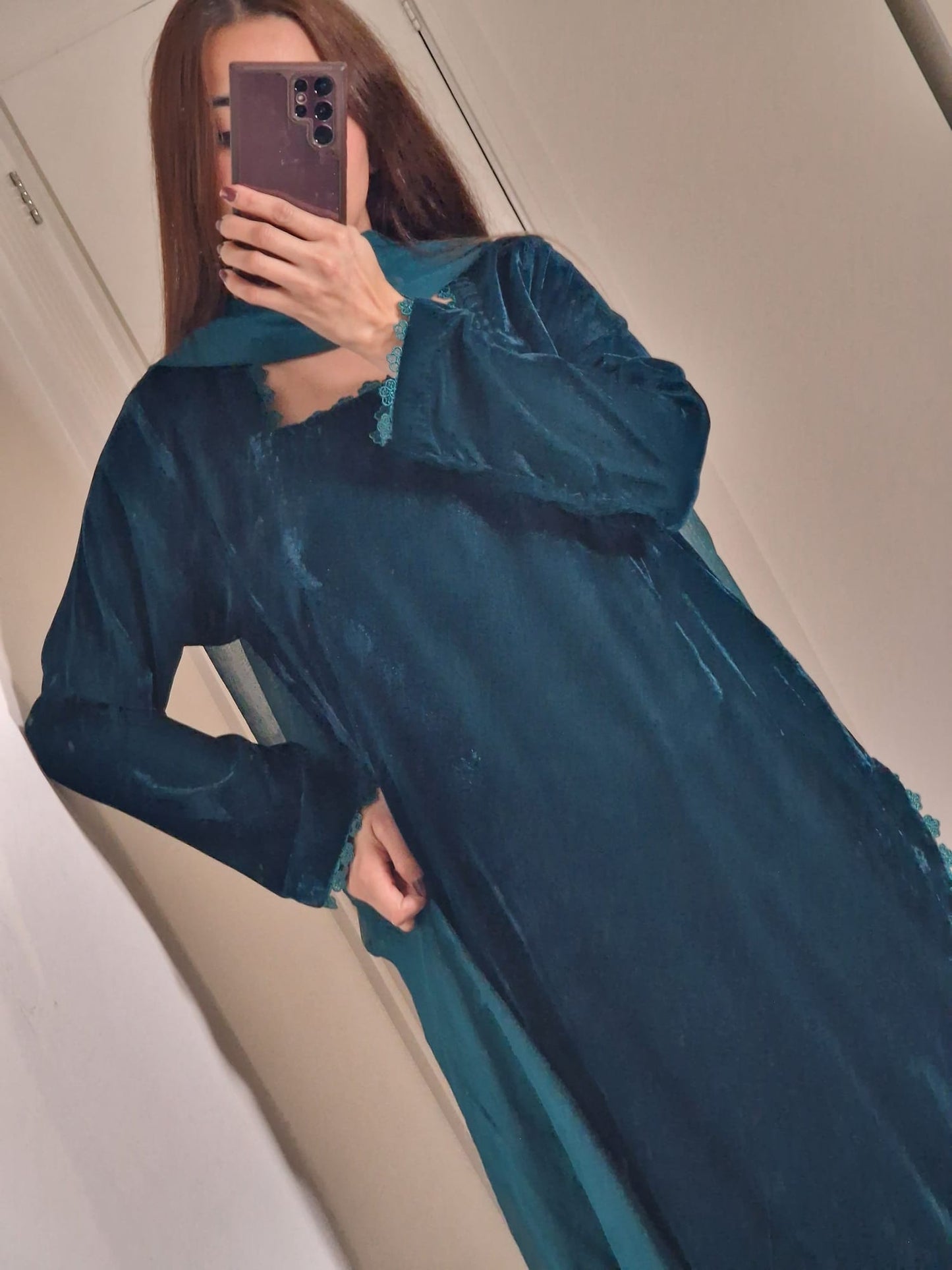 Uznau Teal Green Velvet Three Piece Suit UZ-VL-TL01