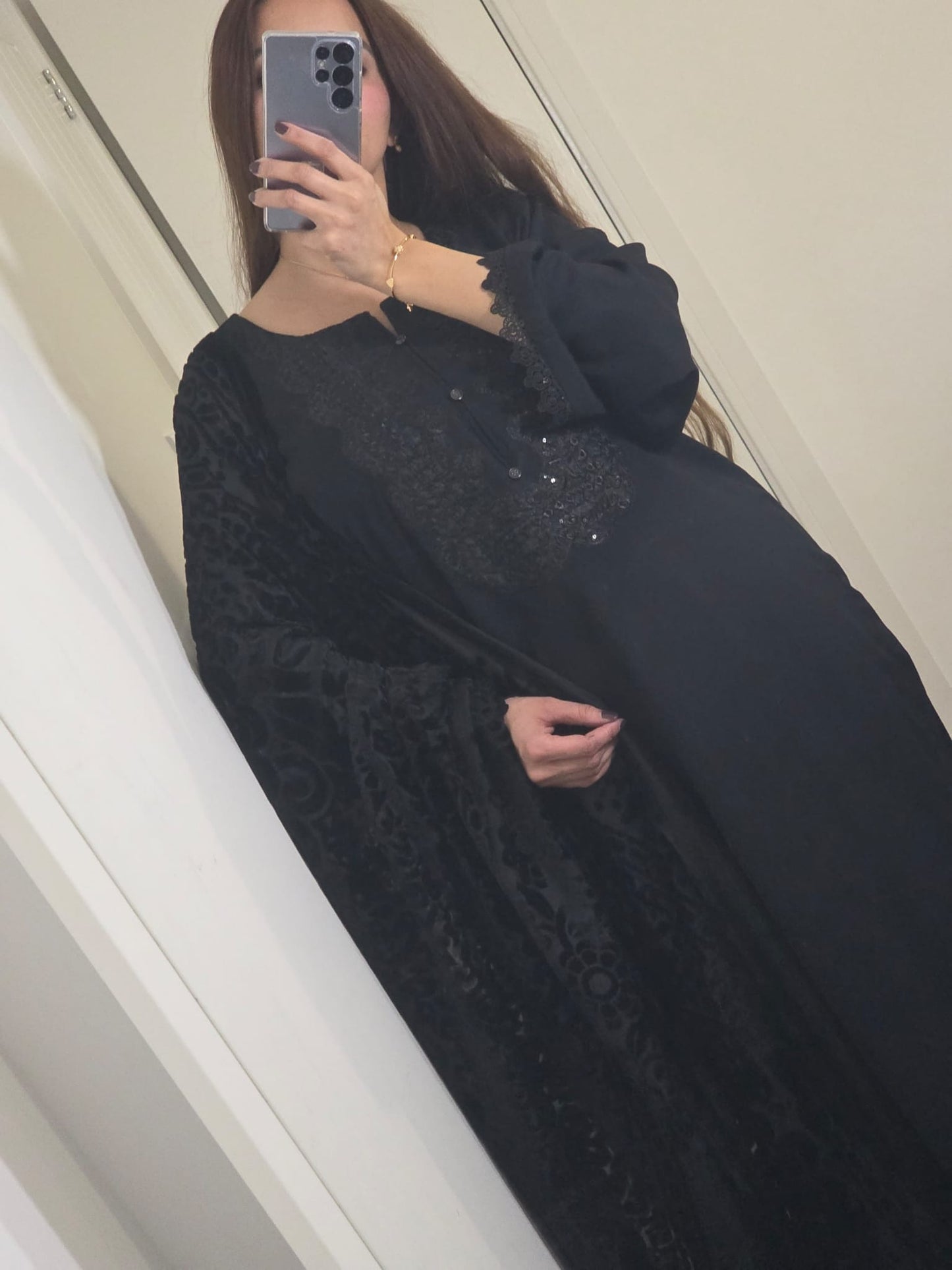 Uznau Embroidered Marina With Palachi Dupatta UZ-MR-BLK09