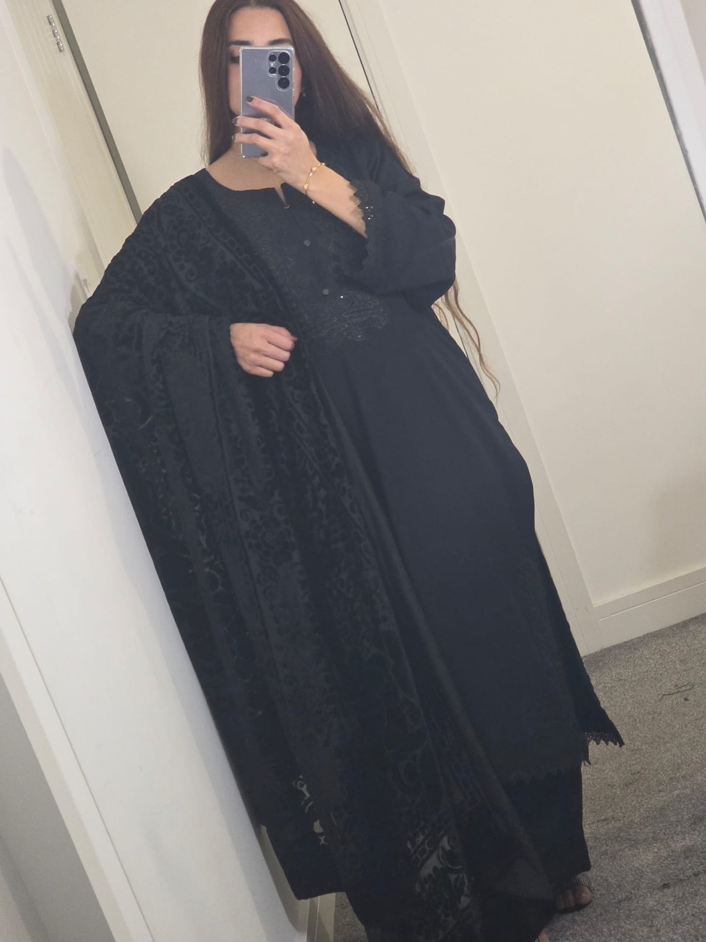 Uznau Embroidered Marina With Palachi Dupatta UZ-MR-BLK09