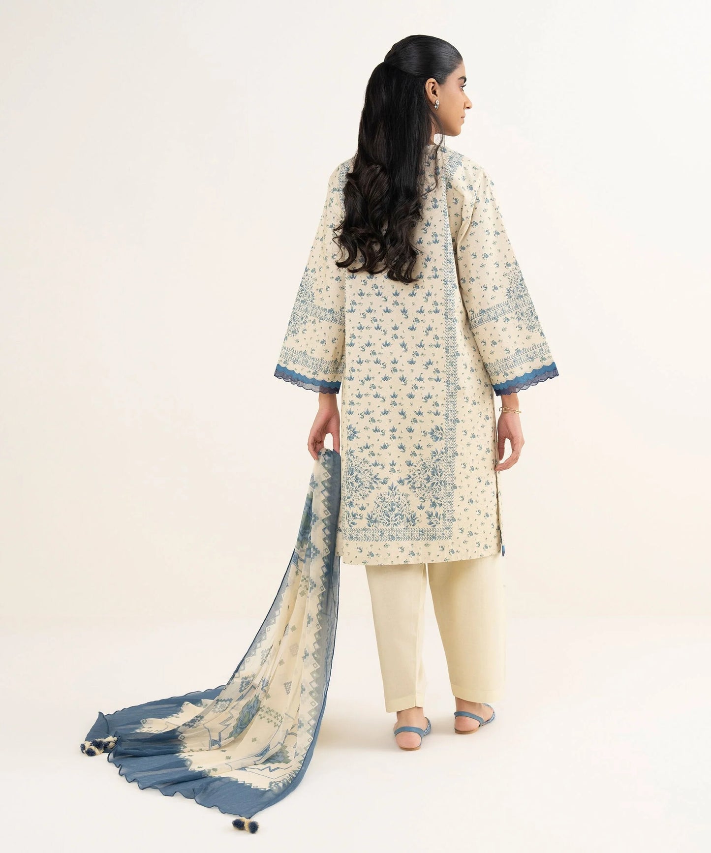 Sapphire Embroidered Cotton Three Piece Suit SP-CT-YL02