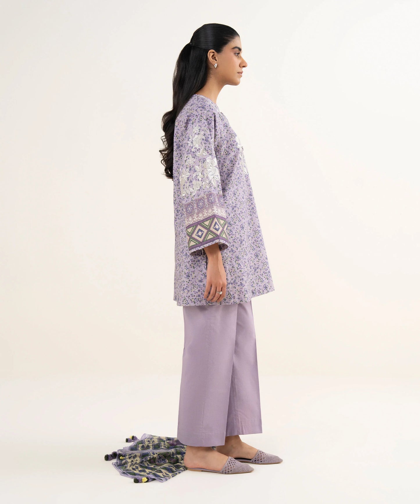Sapphire Embroidered Cotton Three Piece Suit SP-CT-PRP04