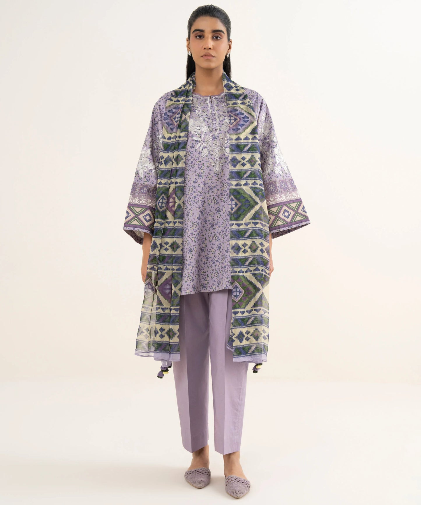 Sapphire Embroidered Cotton Three Piece Suit SP-CT-PRP04