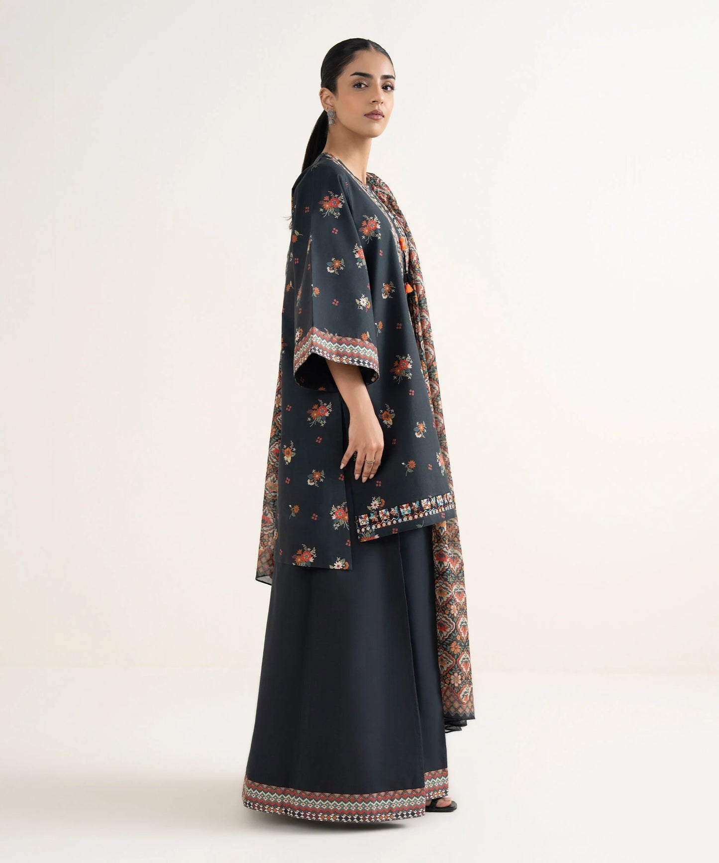 Sapphire Embroidered Cotton Three Piece Suit SP-CT-BLK03