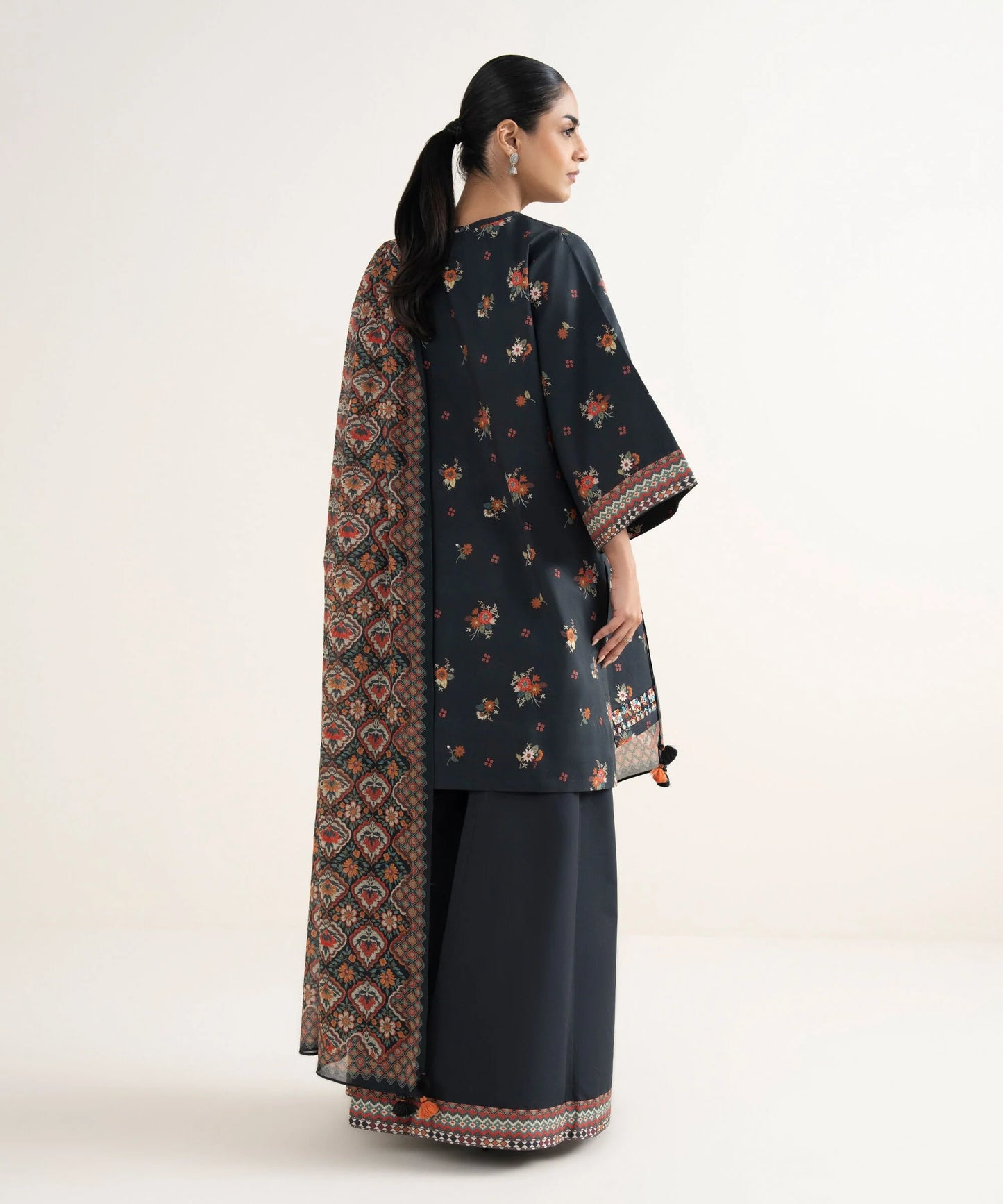 Sapphire Embroidered Cotton Three Piece Suit SP-CT-BLK03