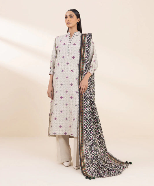 Sapphire Embroided Khaddar Three Piece Suit SP-KHD-WHT01