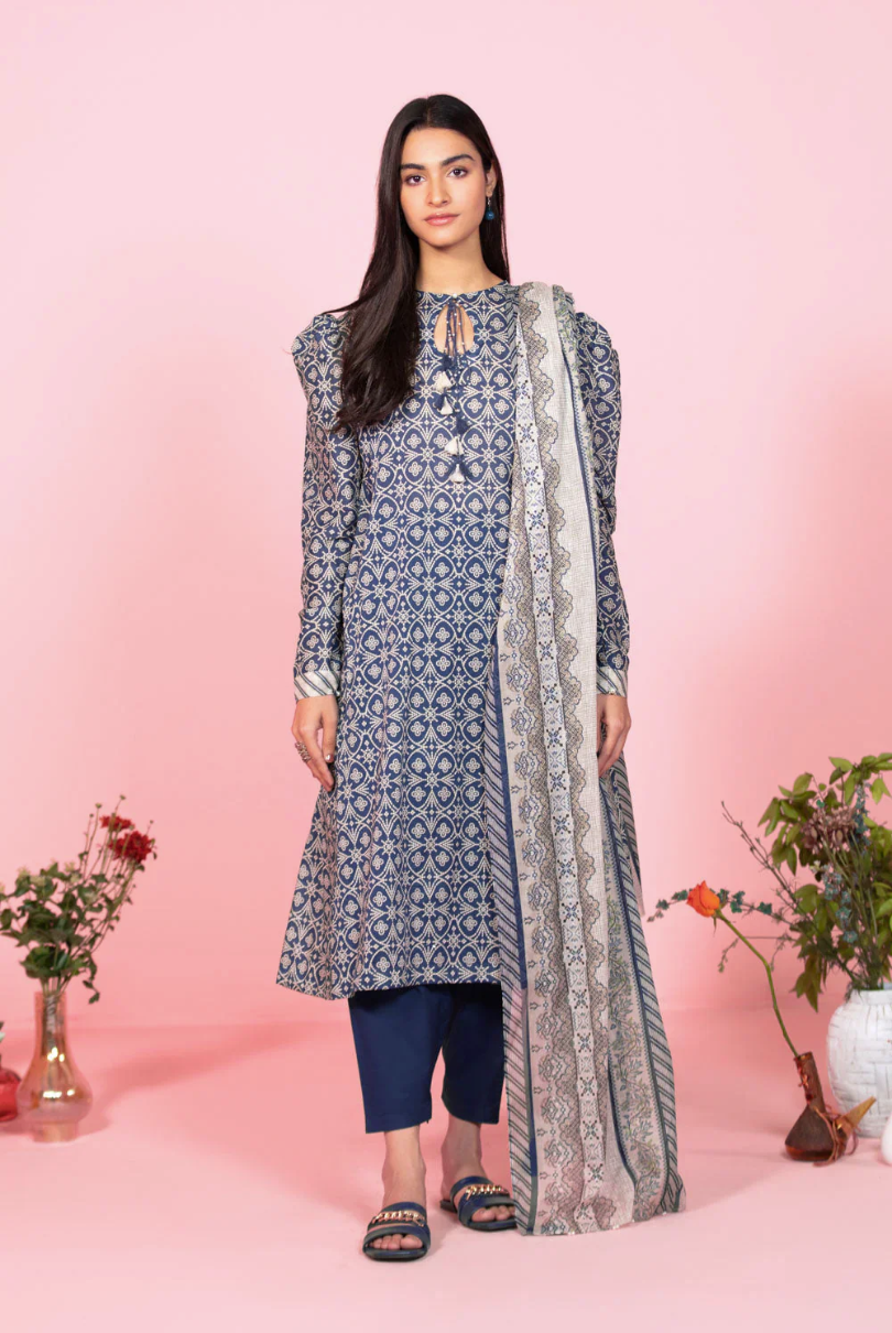 Sapphire Printed Lawn Three Piece Suit SP-LWN-BLU07