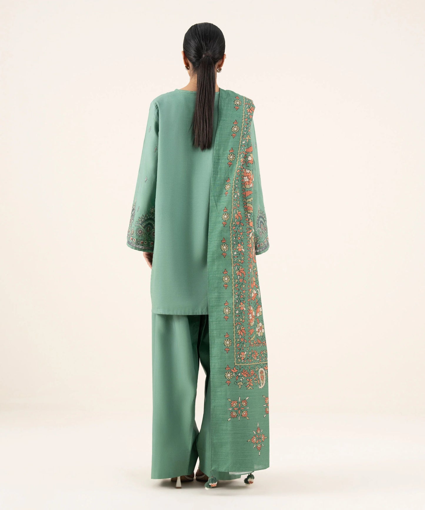 Sapphire Embroidered Cotton Three Piece Suit SP-CT-GR02