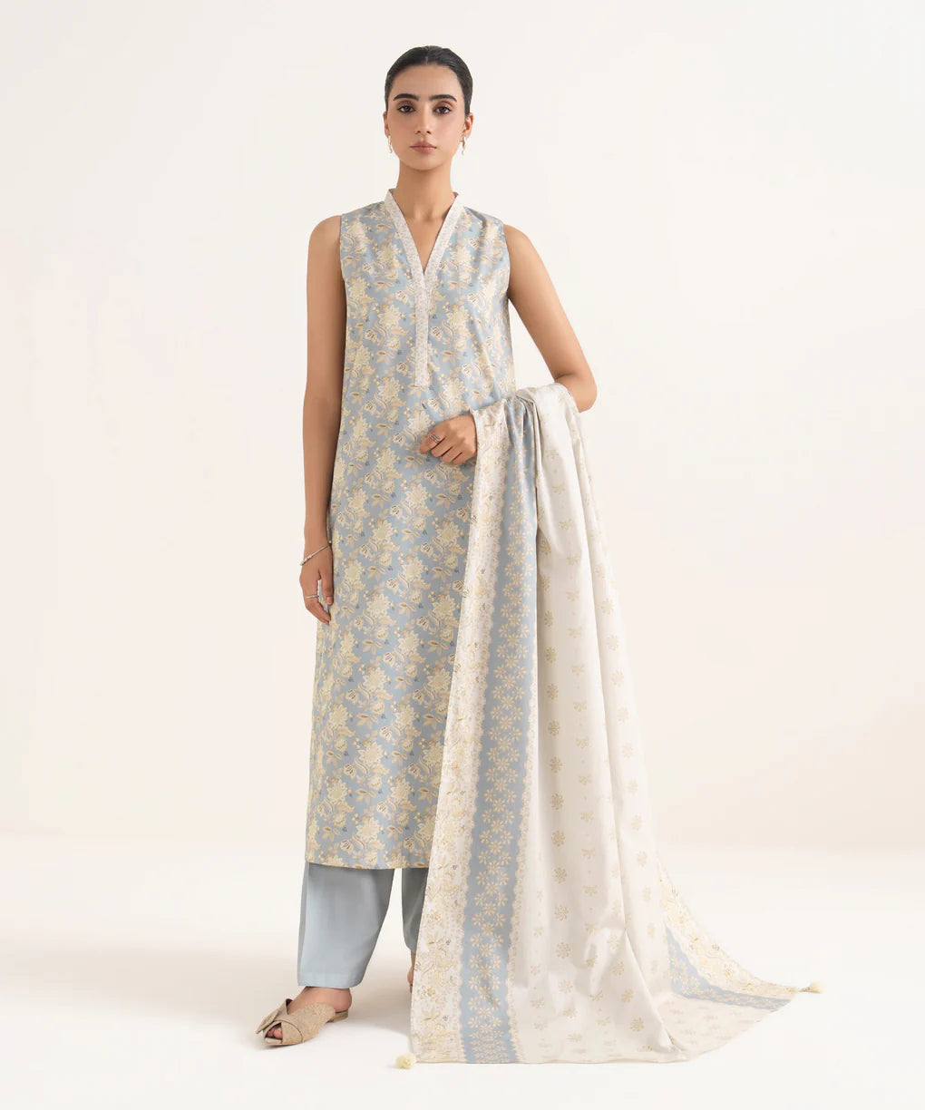 Sapphire Cotton Three Piece Suit SP-CT-BLU01