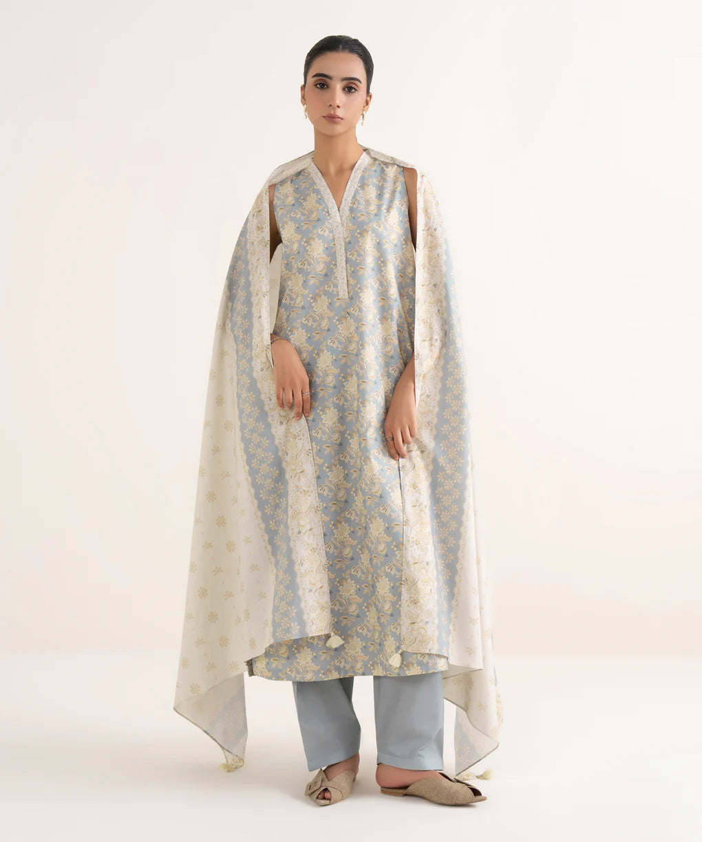 Sapphire Cotton Three Piece Suit SP-CT-BLU01