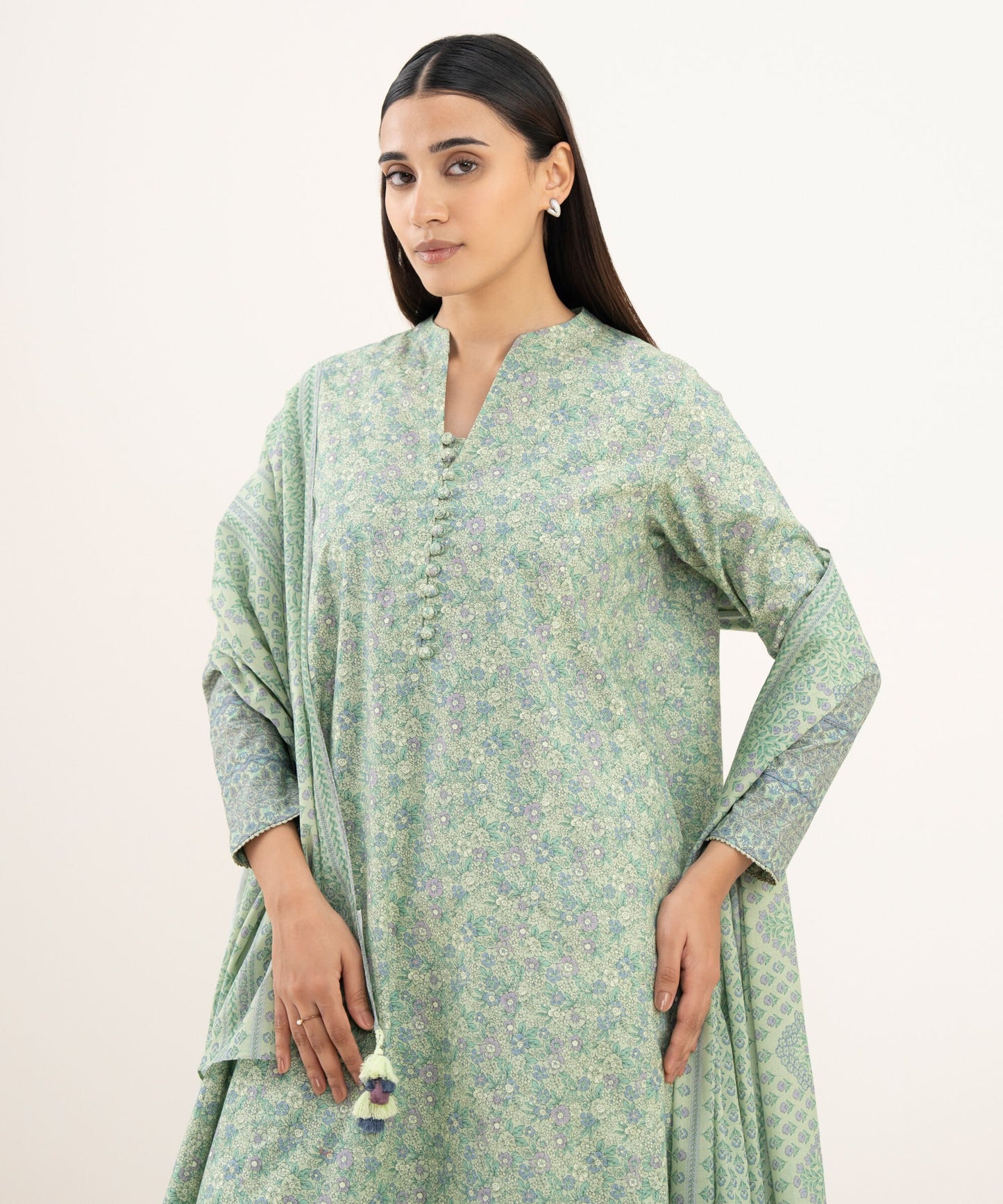 Sapphire Printed Cotton Three Piece Suit SP-CT-GR03