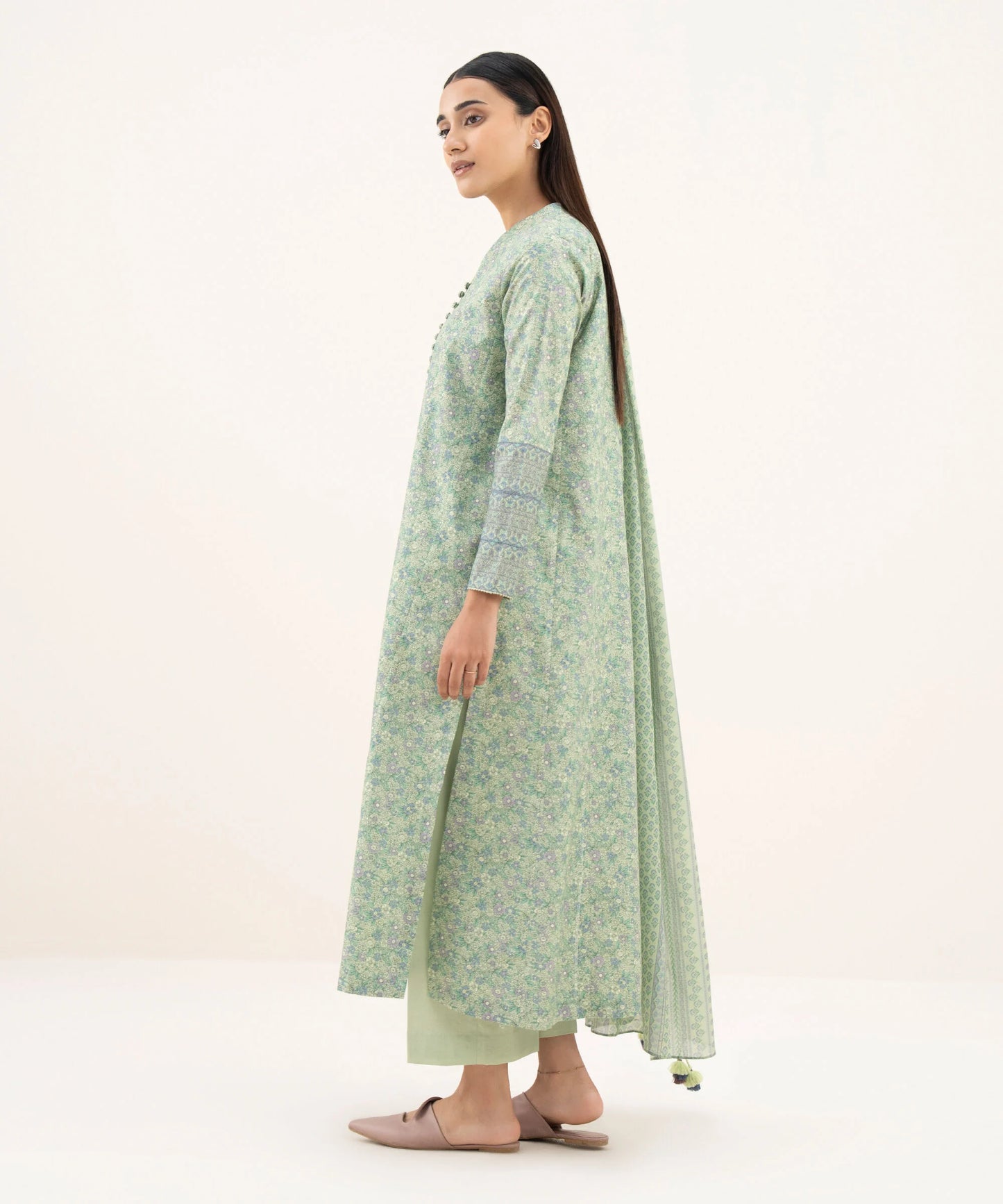 Sapphire Printed Cotton Three Piece Suit SP-CT-GR03