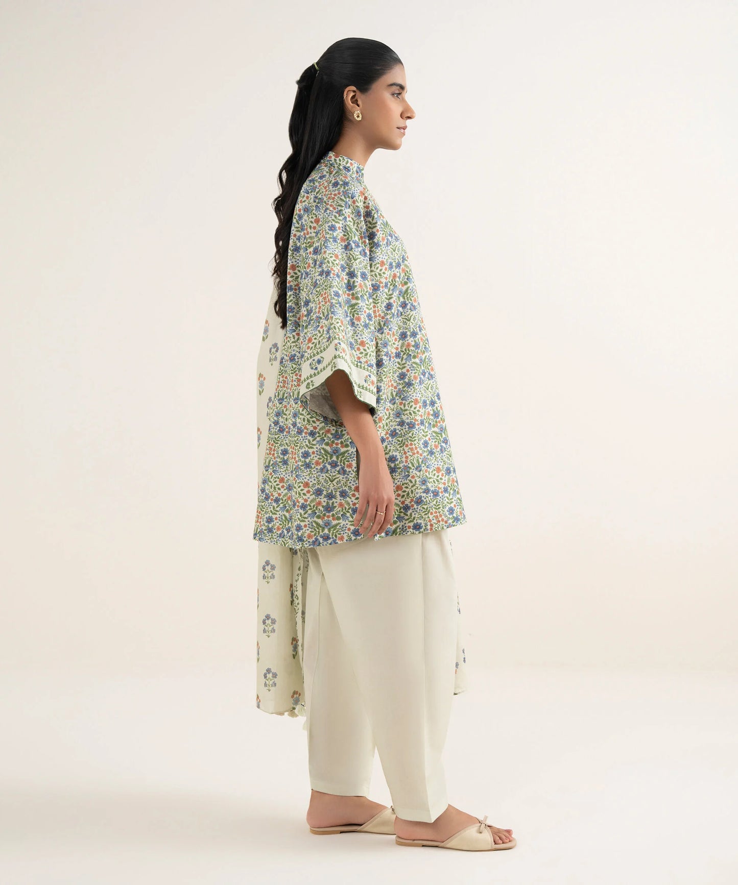 Sapphire Printed Cotton Three Piece Suit SP-CT-BLU02