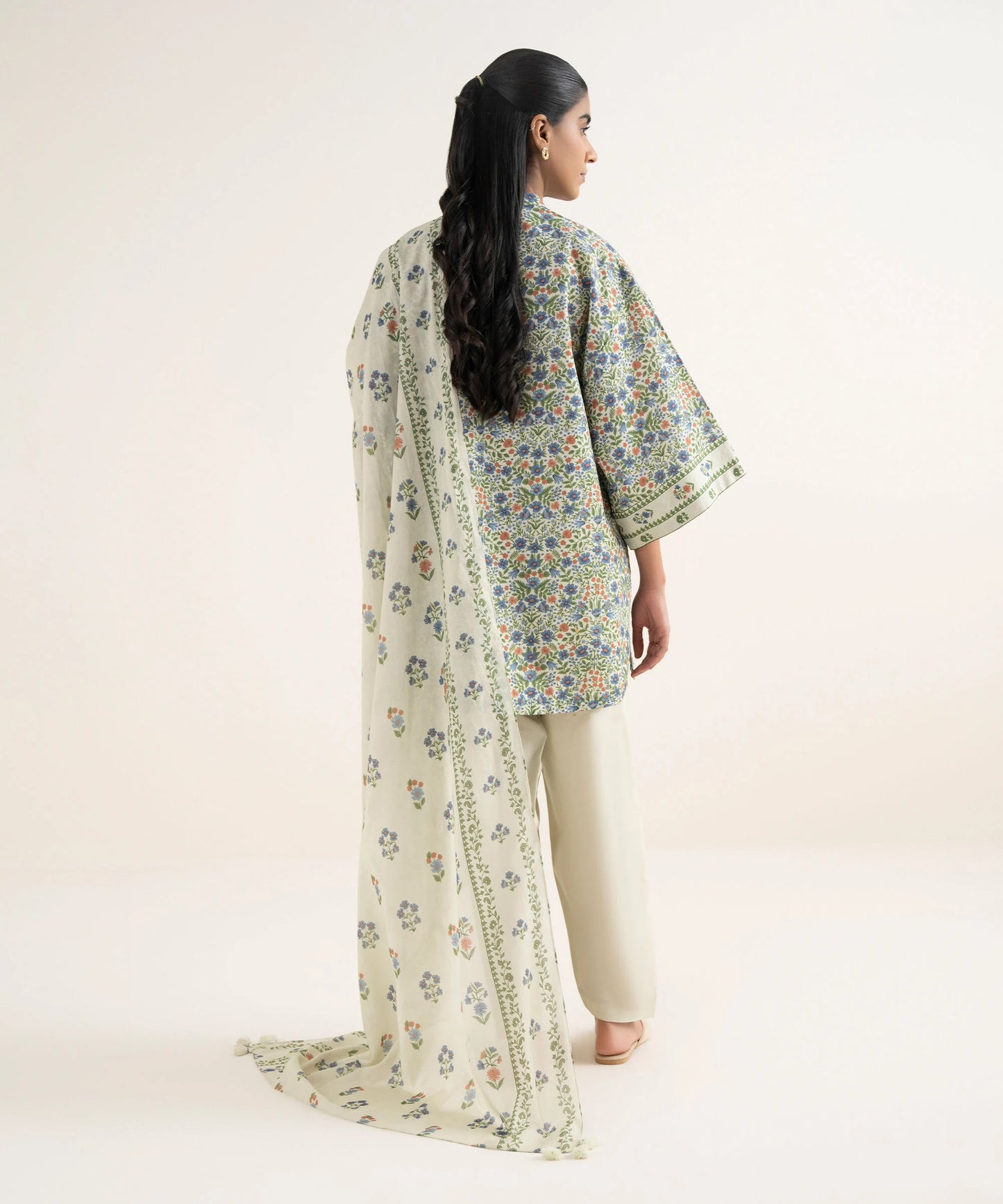 Sapphire Printed Cotton Three Piece Suit SP-CT-BLU02