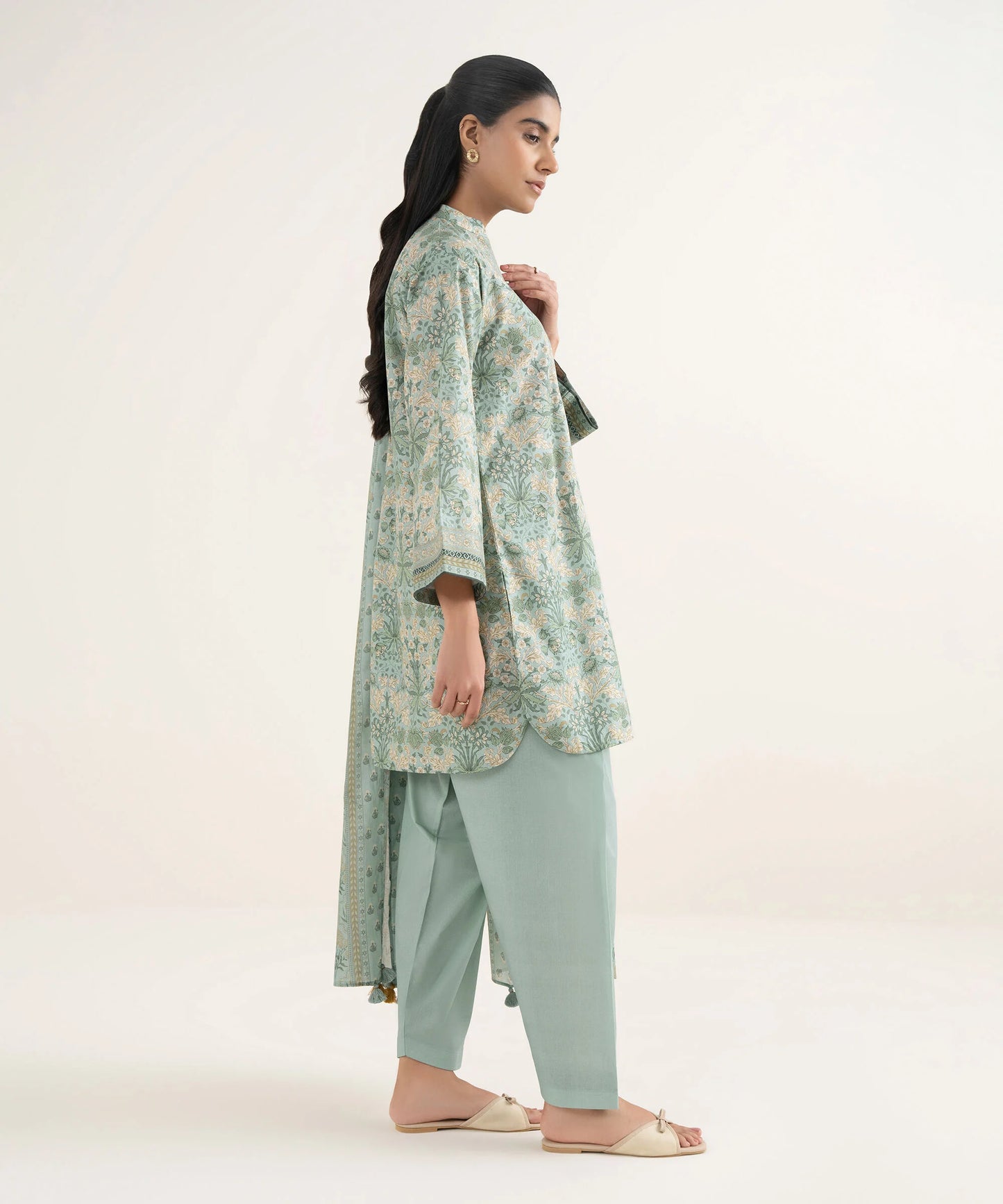 Sapphire Printed Cotton Three Piece Suit SP-CT-GR04