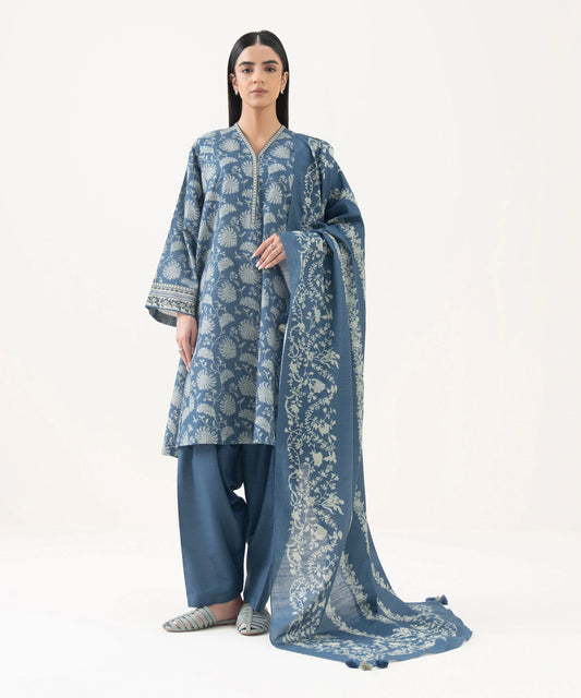 Sapphire Khaddar Three Piece Suit SP-KHD-BLU06