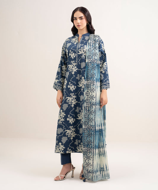Sapphire Printed Lawn Three Piece Suit SP-LWN-BLU014