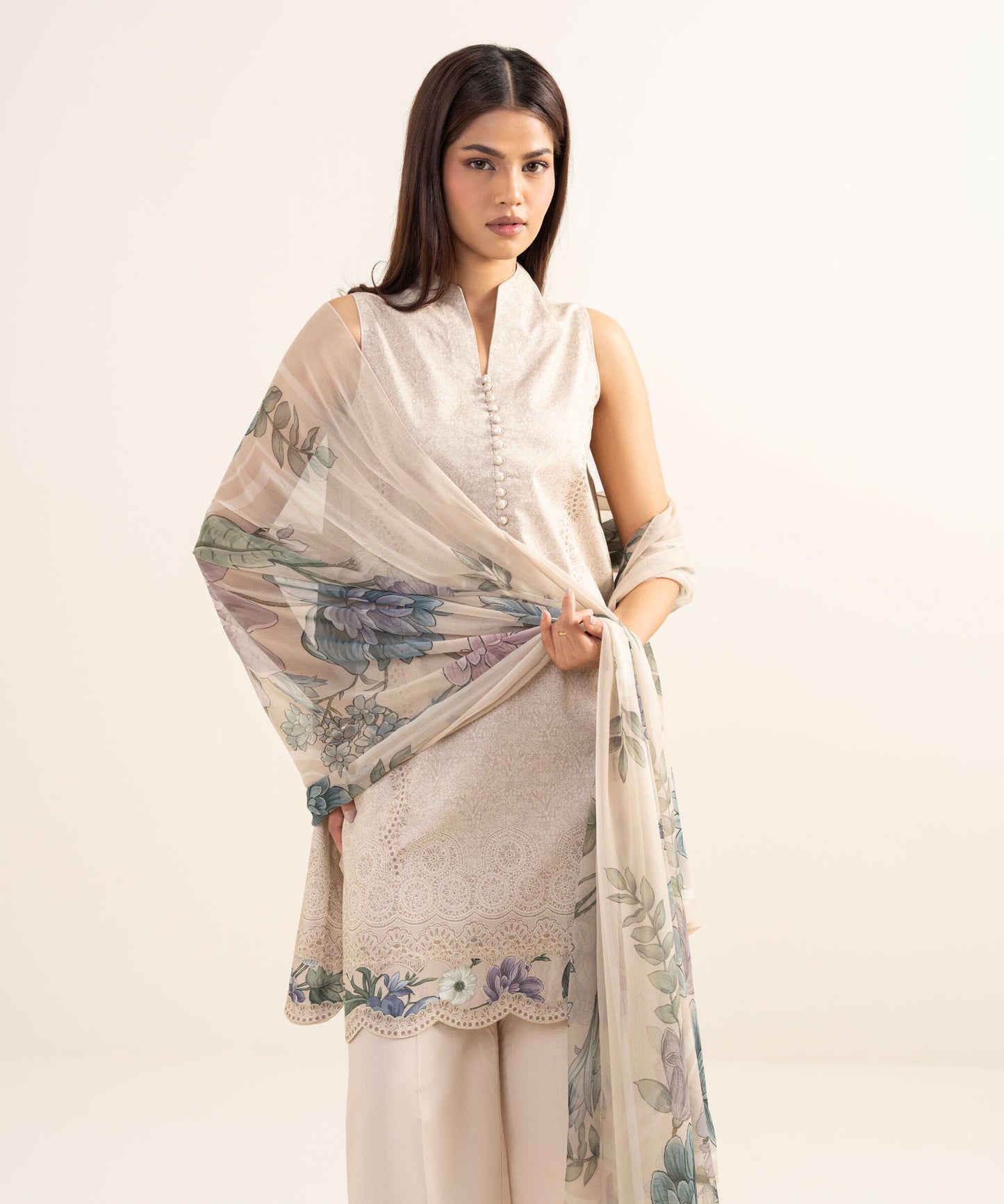 Sapphire Printed Lawn Three Piece Suit SP-LWN-BG02