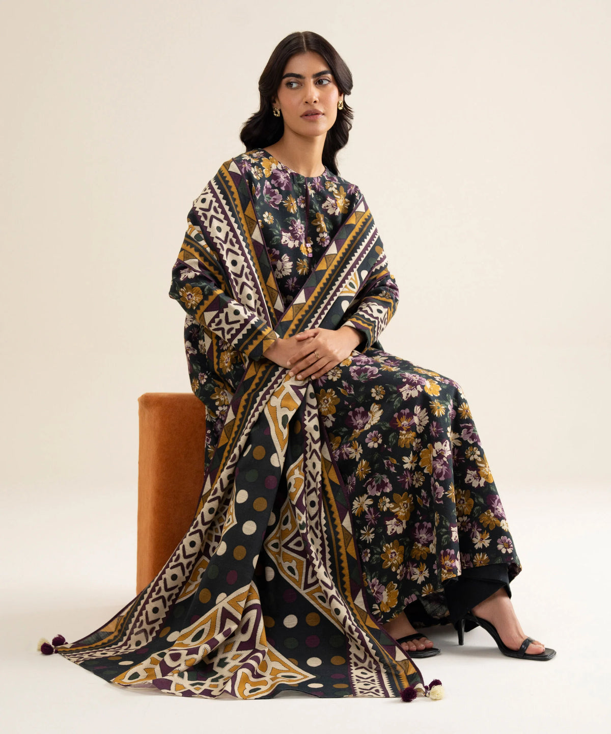Sapphire Khaddar Three Piece Suit SP-KHD-BLK015