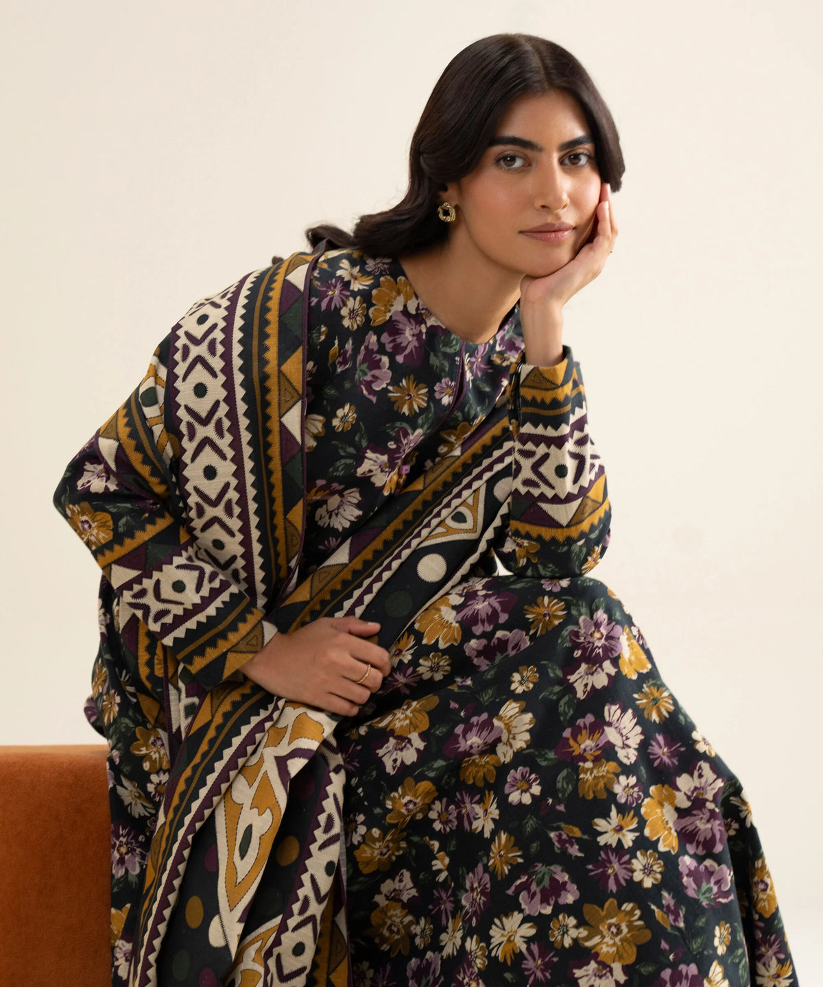 Sapphire Khaddar Three Piece Suit SP-KHD-BLK015