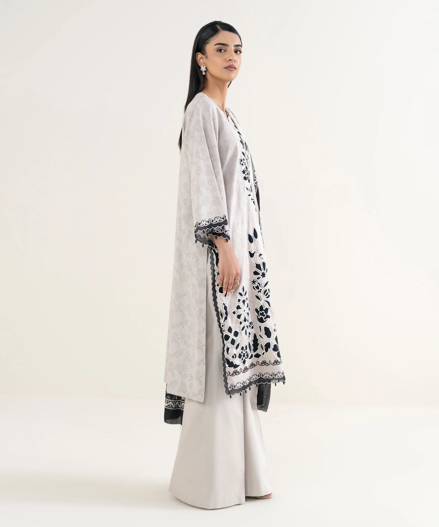 Sapphire Embroidered Cotton Jacquard Three Piece Suit SP-CT-GRY01